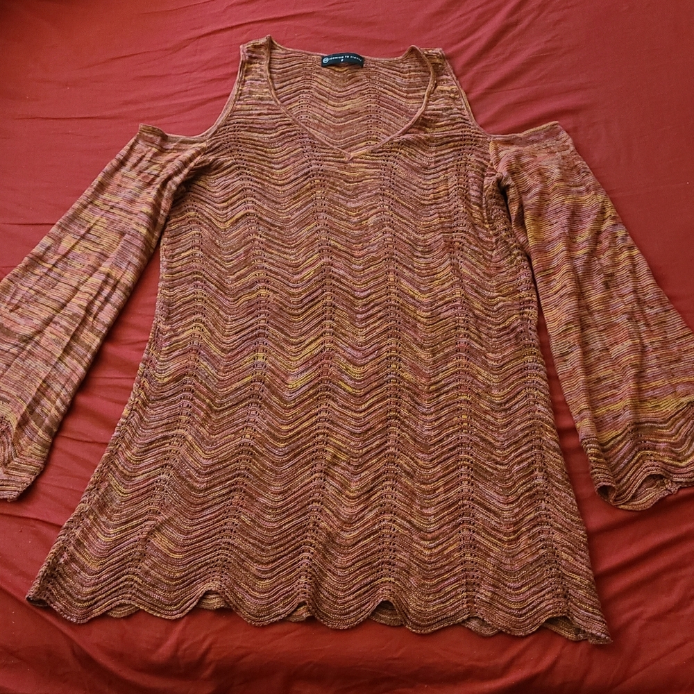 Long sleeve cutout blouse
